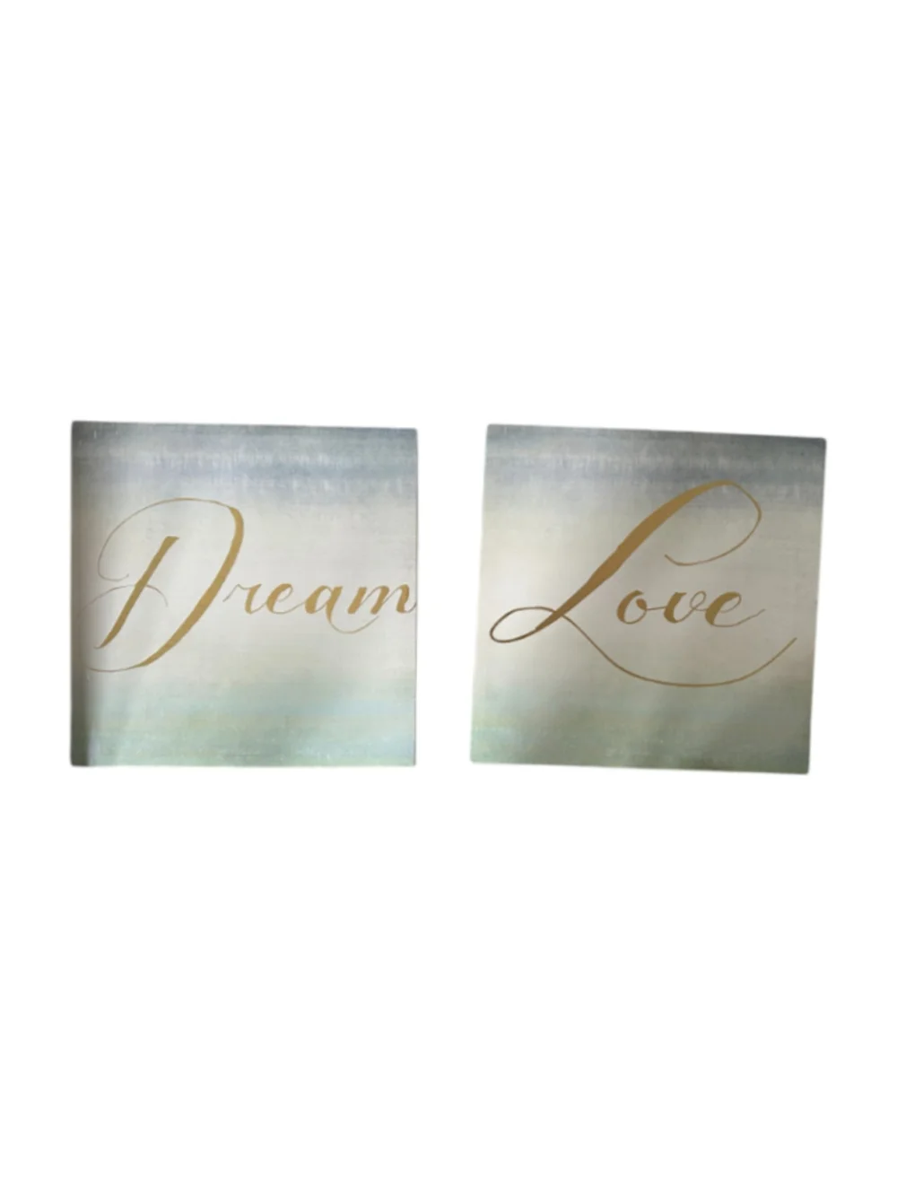 Blue Gold Dream Love Canvas Art Set